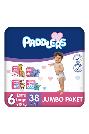 Paddlers Bebek Bezi 6 Numara X-Large 38 Adet (15+Kg) Jumbo Paket