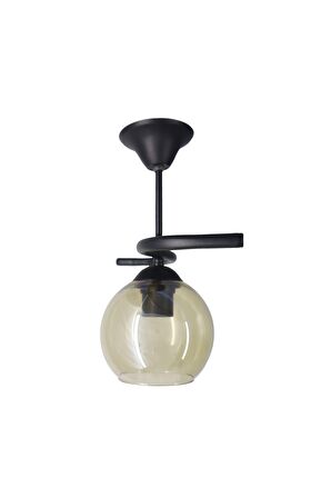 Fuji Siyah Tekli Bal Camlı Avize | Kaliteli Modern Metal Avize