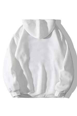 Unisex Happiest Baskılı Oversize Kapşonlu Sweatshirt