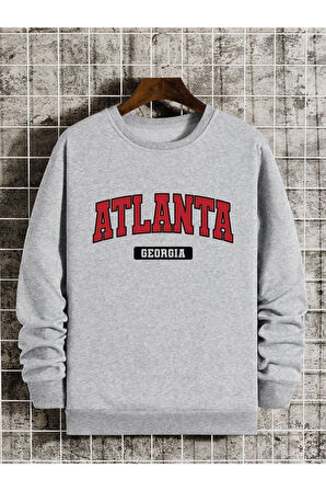 Unisex Atalanta Baskılı Bisiklet Yaka Oversize Sweatshirt