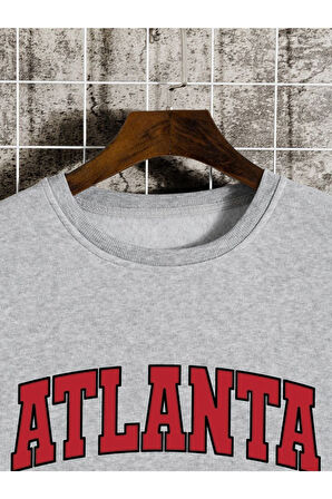 Unisex Atalanta Baskılı Bisiklet Yaka Oversize Sweatshirt