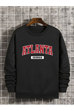 Unisex Atalanta Baskılı Bisiklet Yaka Oversize Sweatshirt