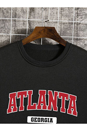 Unisex Atalanta Baskılı Bisiklet Yaka Oversize Sweatshirt
