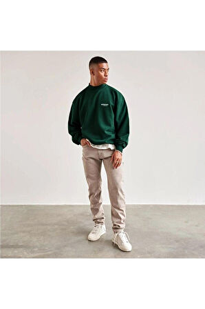 Erkek Represent Baskılı Oversize Bisiklet Yaka Sweatshirt