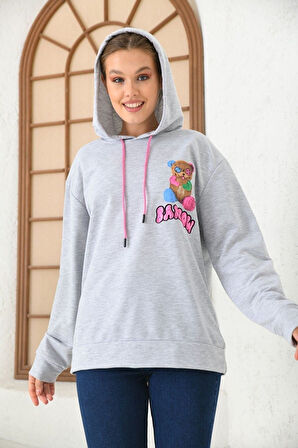 Unisex  Barrow Baskılı Oversize Kapşonlu Sweatshirt