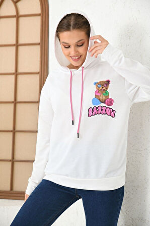 Unisex  Barrow Baskılı Oversize Kapşonlu Sweatshirt