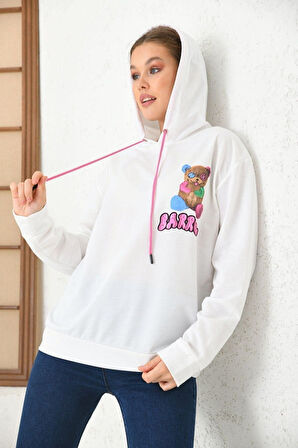 Unisex  Barrow Baskılı Oversize Kapşonlu Sweatshirt