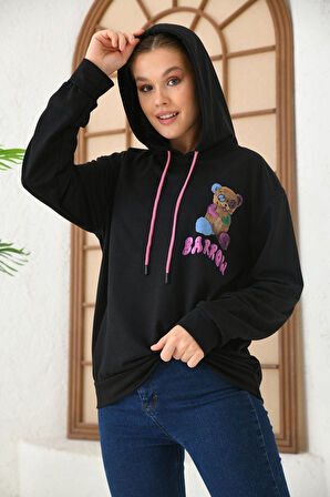 Unisex  Barrow Baskılı Oversize Kapşonlu Sweatshirt