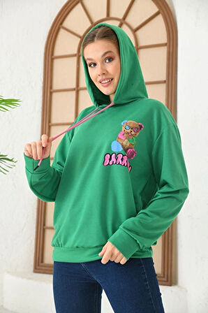 Unisex  Barrow Baskılı Oversize Kapşonlu Sweatshirt