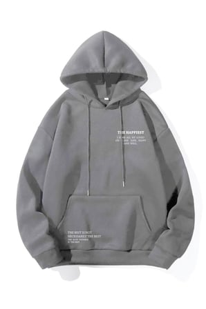 Unisex Happiest Baskılı Oversize Kapşonlu Sweatshirt