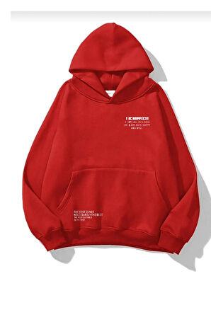 Unisex Happiest Baskılı Oversize Kapşonlu Sweatshirt