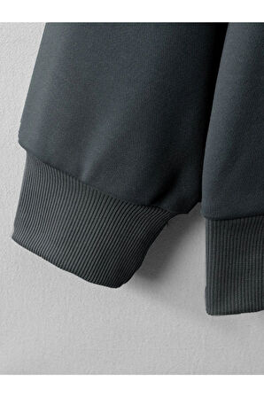 Unisex Siyah Needs Baskılı Kapüşonlu Oversize Sweatshirt
