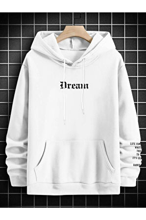 Unisex Dream Baskılı Oversize Kapşonlu Sweatshirt
