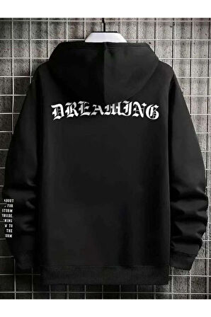 Unisex Dream Baskılı Oversize Kapşonlu Sweatshirt