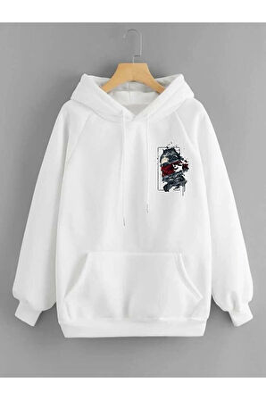Unisex Sırt Baskılı Kapşonlu Oversize Sweatshirt