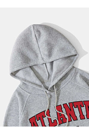 Unisex Atalanta Baskılı Oversize Kapşonlu Sweatshirt