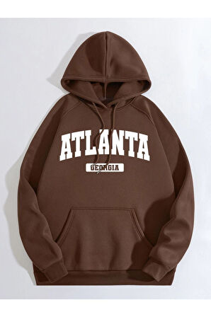 Unisex Atalanta Baskılı Oversize Kapşonlu Sweatshirt