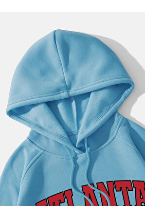 Unisex Atalanta Baskılı Oversize Kapşonlu Sweatshirt