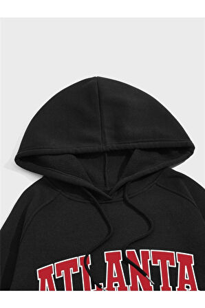 Unisex Atalanta Baskılı Oversize Kapşonlu Sweatshirt