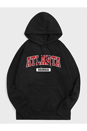 Unisex Atalanta Baskılı Oversize Kapşonlu Sweatshirt
