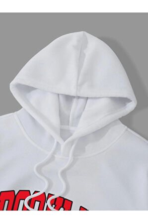 Unisex Yeşil Brooklyn Baskılı Oversize Kapşonlu Sweatshirt