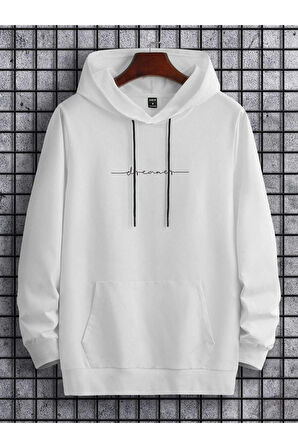 Unisex Dream Baskılı Oversize Kapüşonlu Sweatshirt