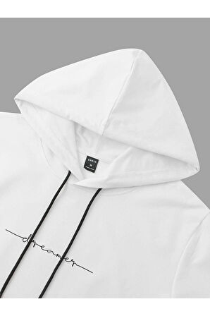 Unisex Dream Baskılı Oversize Kapüşonlu Sweatshirt