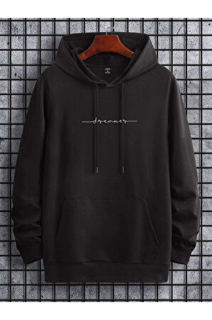 Unisex Dream Baskılı Oversize Kapüşonlu Sweatshirt