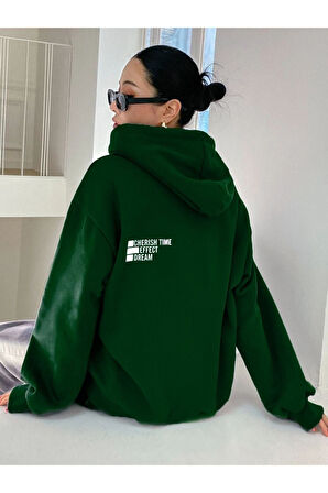 Unisex Effect Baskılı Oversize Kapşonlu Sweatshirt