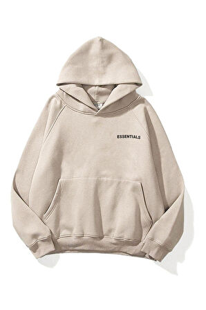 Unisex Essantial Baskılı Oversize Kapşonlu Sweatshirt