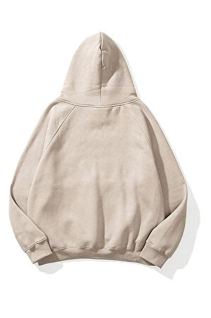 Unisex Essantial Baskılı Oversize Kapşonlu Sweatshirt