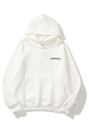 Unisex Essantial Baskılı Oversize Kapşonlu Sweatshirt