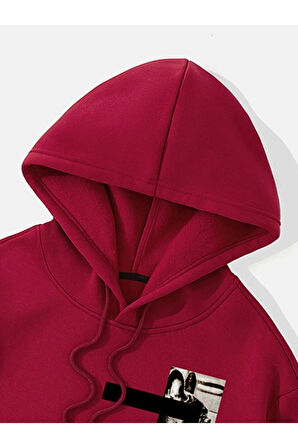Unisex New Moment Baskılı Oversize Kapşonlu Sweatshirt