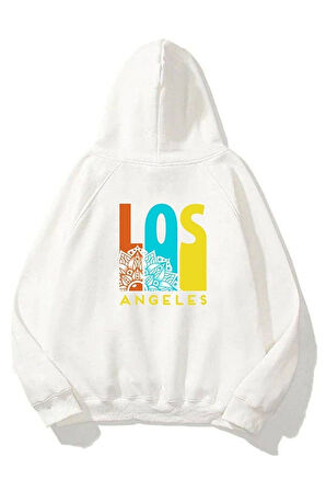 Unisex Los Angeles Oversize Kapüşonlu Sweatshirt