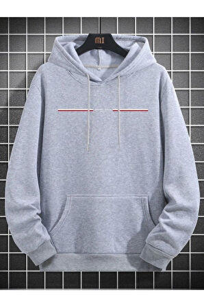 Unisex Paris Baskılı Kapşonlu Oversize Sweatshirt