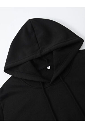 Unisex Paris Baskılı Kapşonlu Oversize Sweatshirt