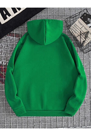 Unisex Heykel Baskılı Oversize Kapşonlu Sweatshirt