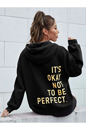 Unisex Its Okey Baskılı Oversize Kapüşonlu Sweatshirt