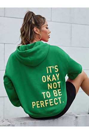 Unisex Its Okey Baskılı Oversize Kapüşonlu Sweatshirt