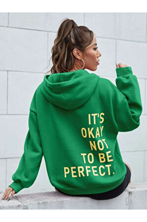 Unisex Its Okey Baskılı Oversize Kapüşonlu Sweatshirt
