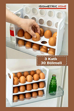30 Bölmeli Yumurta Kutusu 3 Katlı Yumurtalık Buzdolabı Organizeri Saklama Kabı