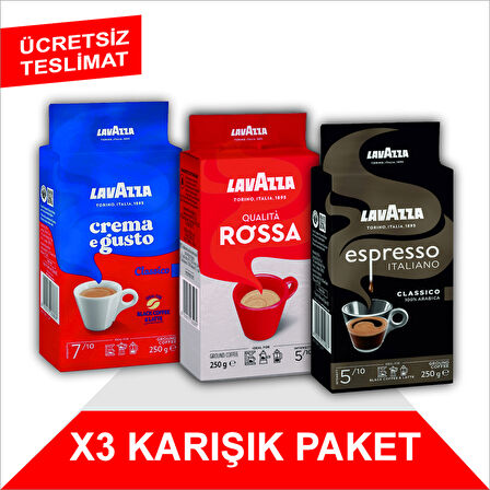 Crema e Gusto + Qualità Rossa + Espresso Classico Italiano Filtre Kahve (250gr) 3'Lü Paket