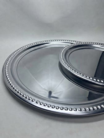 Üçlü Nakış Tepsi 31-34-30 cm Boyutlarında - Sunum Tepsisi 3 ADET 3 Farklı Boy Krom Paslanmaz