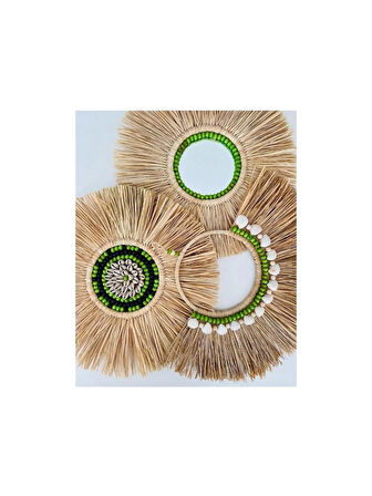 3lü Duvar Süsü Rafya Duvar Dekoru Boncuklu