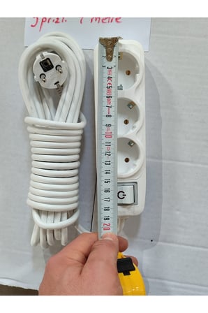 KLC 3'lü Grup Priz - (7 METRE) Anahtarlı Seyyar Topraklı Ara Kablolu Uzatma Kablolusu Üçlü Piriz.