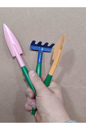 3’lü Bahçe Bakım Seti - Metal Çapa, Tırmık ve Toprak İşleme Küreği Hobi Bahçesi Çim ve Peyzaj Seti