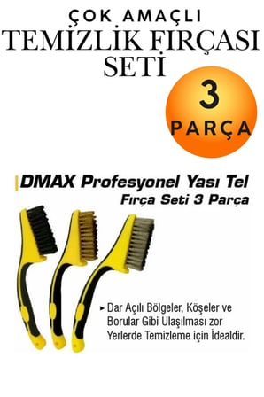 3'lü Set Metal Tel Temizleme Fırçası - Plastik Saplı Çok Amaçlı Pas, Kireç, Ağır Kir Temizleyici Tel Fırça Seti - Mangal, Izgara, Soba ve Ocağı Temizleme Fırçaları