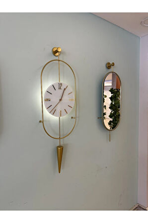 Metal 3 Lü Gold Serenity Pendulum Saat Elegante Set 30 X 75 (MOBİYA) Metal Duvar Saati
