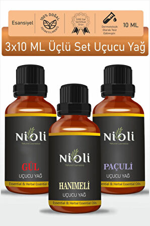 Nioli Gül, Hanımeli, Paçuli Esansiyel Uçucu Yağ Buhurdanlık Yağı Aromaterapi Yağı 10 ML