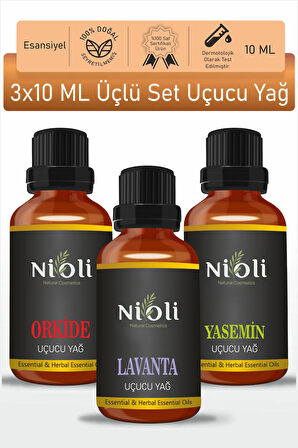 Nioli Orkide, Lavanta, Yasemin Esansiyel Uçucu Yağ Buhurdanlık Yağı Aromaterapi Yağı 10 ML